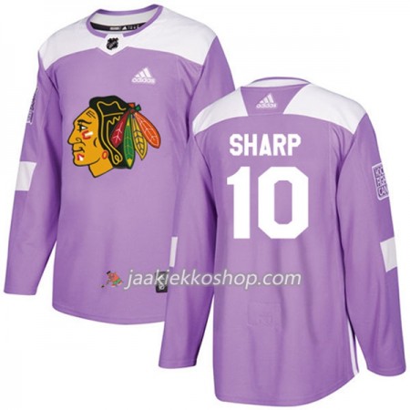 Miehille NHL Chicago Blackhawks Pelipaita Patrick Sharp 10 Adidas 2017-2018 Violetti Fights Cancer Practice Authentic